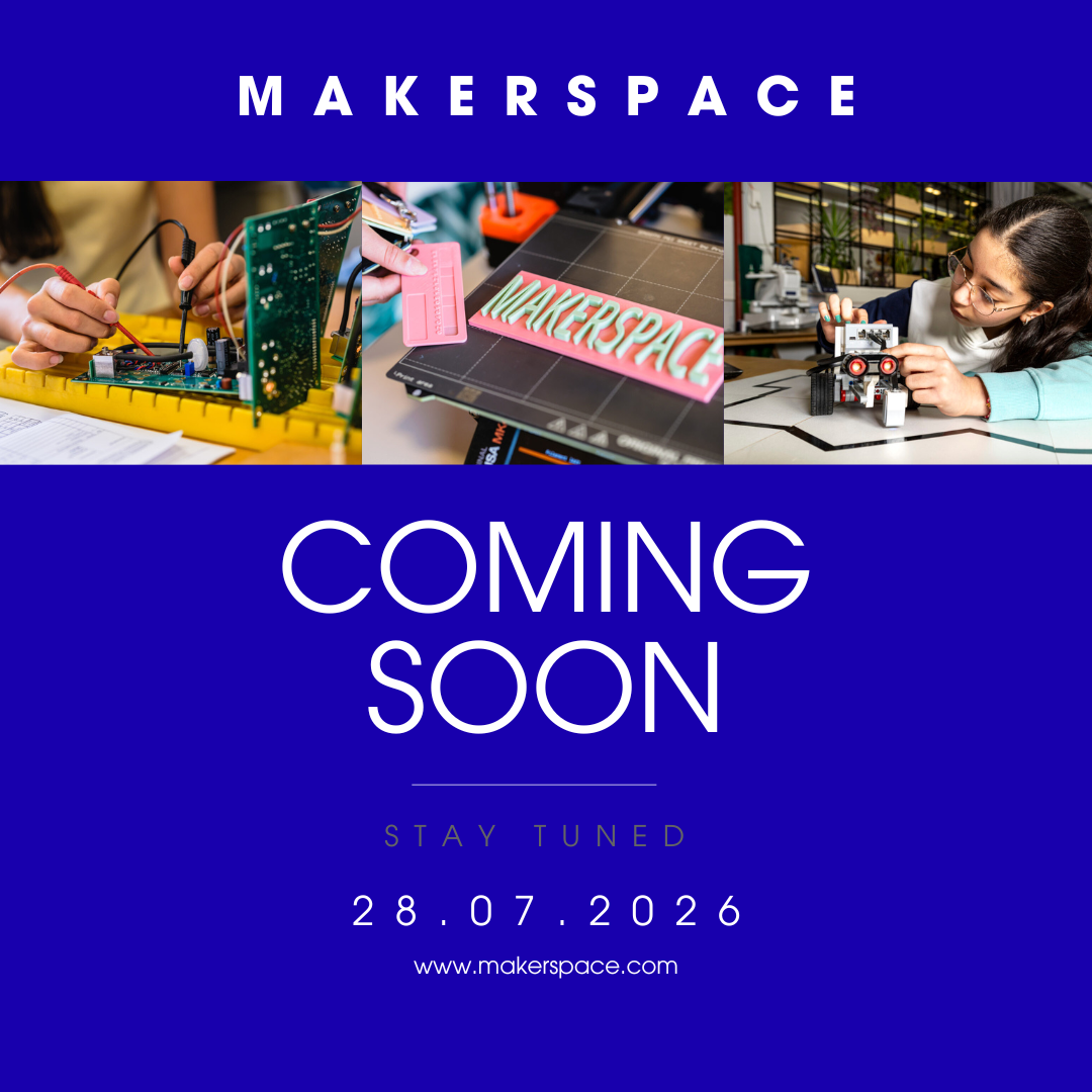 Ein Bild mit verschiedenen Schriftgrößen. Die Eröffnung eines Makerspaces wird angekündigt. 